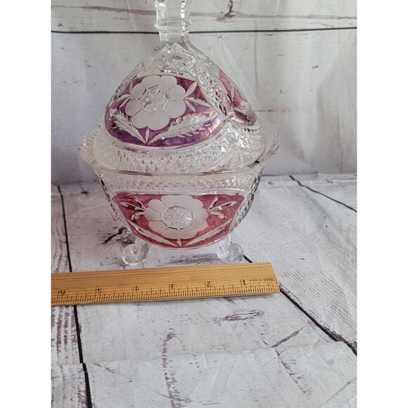 Anne Hutte Bleikristall Lead Crystal Cranberry Candy Dish Made n Germany - Picture 15 of 15